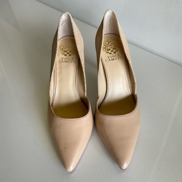 Vince Camuto Tan Closed Toe Snake Embossed Pumps, size 6.5, VP. AIRMOSAH - Picture 4 of 11